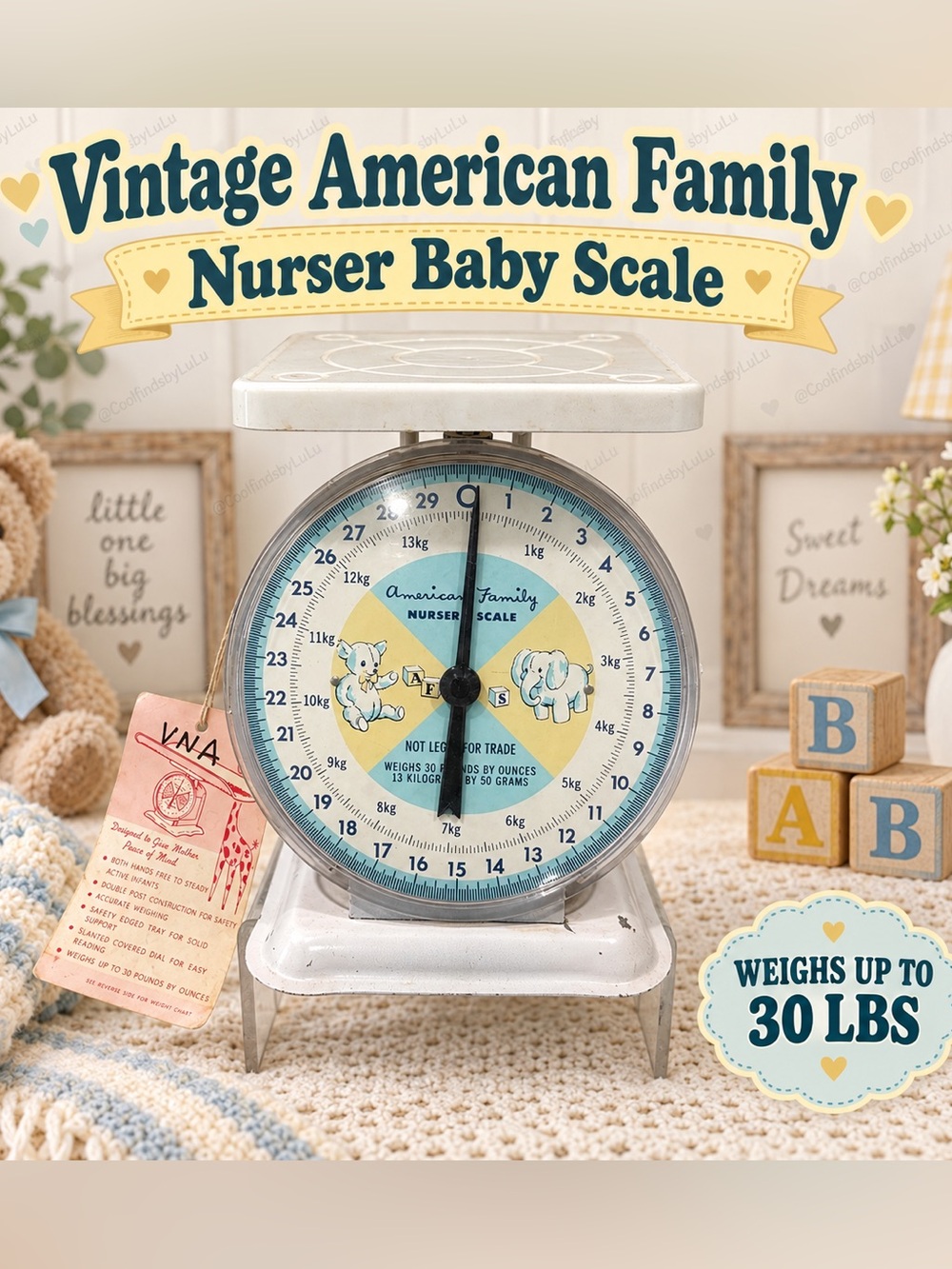 Vintage American Family Nurser Baby Scale – 30 lbs